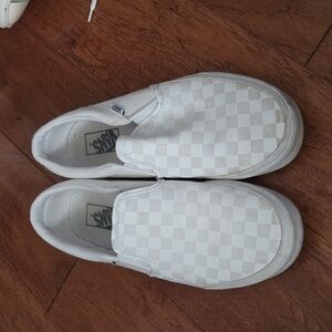 Vans Mens White Checkered Slip-On Sneakers